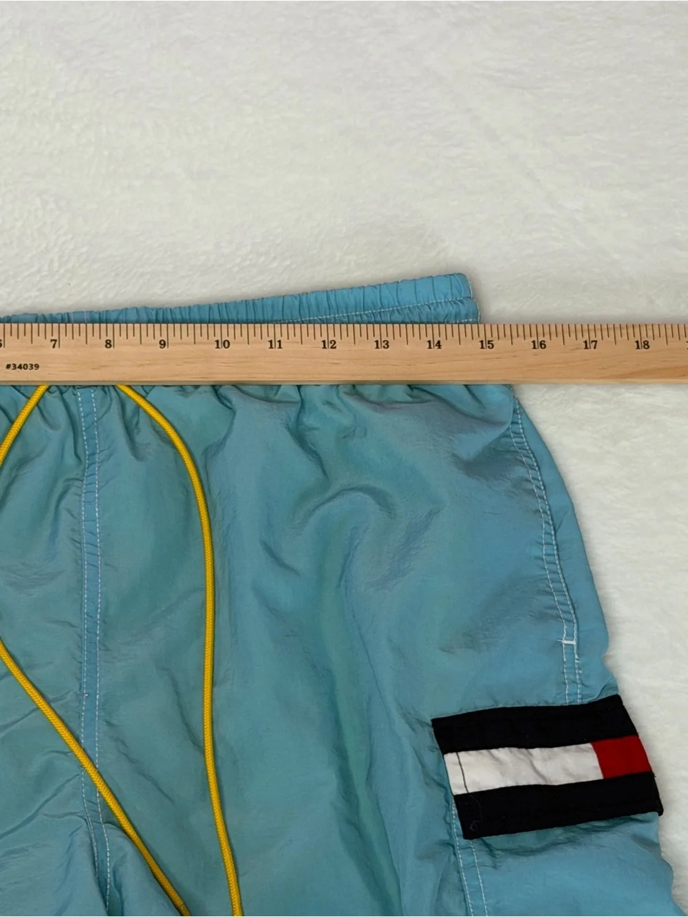 Tommy Hilfiger Blue Swim Trunks Large‎ Flag Logo Mesh Lined flaw drawstring